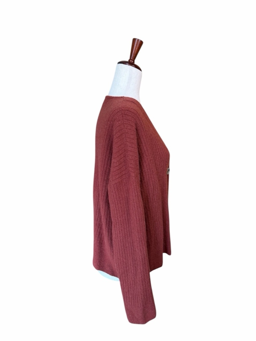 Madewell Cameron Ribbed Cardigan Sweater in Coziest Yarn Rust Size M #2138 - Picture 5 of 8
